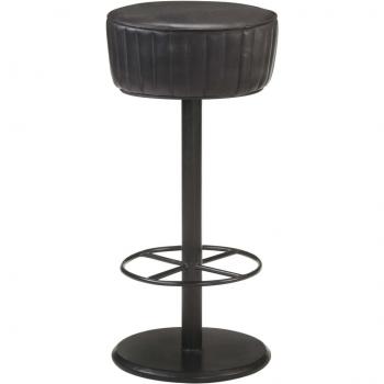 Taburete de Bar Negro en Cuero Genuino