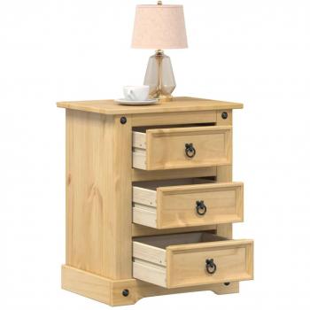 Mesita de noche Corona madera maciza de pino 53x39x66 cm, color marrón, para habitación, dormitorio, salón o estudio, mesa auxiliar