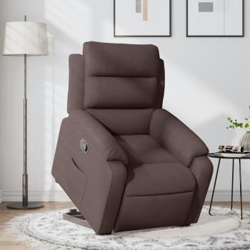 Sillón Reclinable Elevable de Tela Marrón Oscuro vidaXL