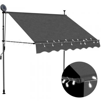 vidaXL Manual Retractable Awning with LED 150 cm Anthracite