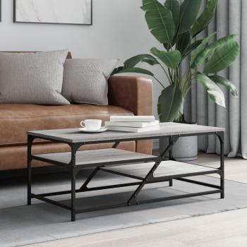 Mesa de centro de madera de ingeniería 100x49x40 cm en color negro, roble sonoma y roble ahumado, ideal para salón o comedor, también como mesa auxiliar o de café