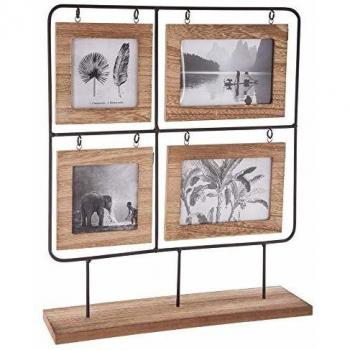 Tablón de fotos Nomade en madera para 8 fotos - 36 x 10 x 42 cm - Beige y Negro
