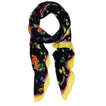 Desigual FOU MIXED FLOWERS RECTANGLE Women's Scarf in Multicolour, Mixed Flowers Scarf and Gloves Set, Multicolor female, Size: ONE SIZE