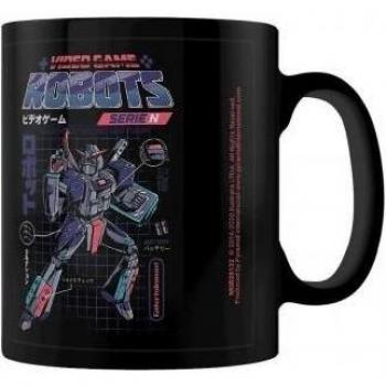 Taza Ilustrada Videojuegos Robots Serie N Azul/Negro