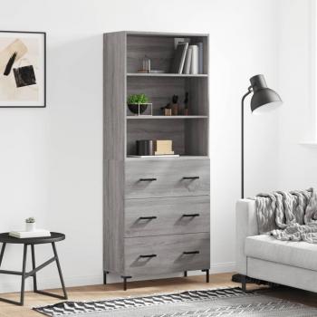 Aparador alto de madera multicapa gris Sonoma 69,5x34x180 cm