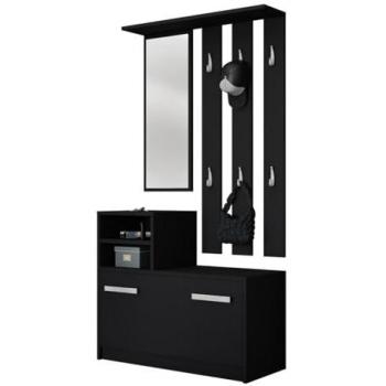 Conjunto de Recibidor Mandeville 100, Negro, 85x24cm, Espejo, Aglomerado Laminado, Montaje en Pared