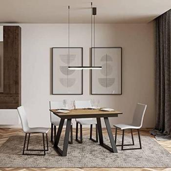 Mesa extensible Bernadette de roble natural 90x80/180 cm con estructura antracita
