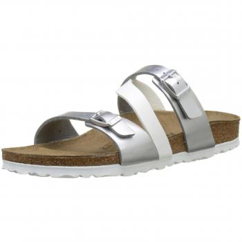 Birkenstock Salina, Sandalias de Punta Descubierta para Niñas, Plateado Soft Metallic Silver White, 26 EU