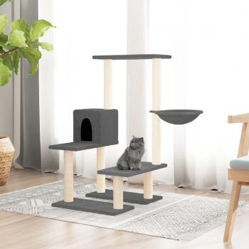 Rascador para gatos Día y Noche con postes de sisal gris oscuro 94,5 cm