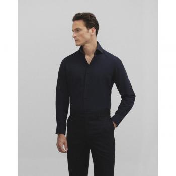 Camisa de hombre slim lisa en color azul marino