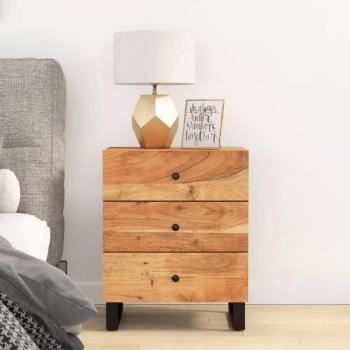 vidaXL Bedside Cabinet 50x33x62 cm Solid Wood Acacia & Engineered Wood