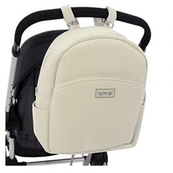 Mochila Maternal para Sillas de Paseo Rosy Fuentes - Ecopiel - Múltiples Bolsillos - Gran Capacidad - Muy Duradera - Color Blanco