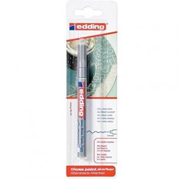 Marcador Edding 780 Plata Permanente 0.8mm Punta Fina - Ideal para Vidrio, Madera, Plástico y Papel - Resistente al Agua y Alta Cobertura