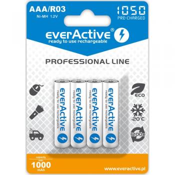 EverActive EVHRL03-1050 1,2 V AAA - Pila recargable doméstica de larga duración con tecnología NiMH
