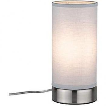 Lámpara de mesa Paulmann Pia de tela, gris claro, E14, 1 bombilla