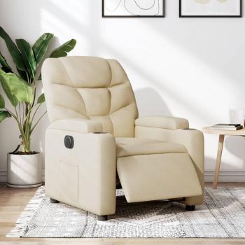 Sillón eléctrico reclinable de tela crema Vidaxl