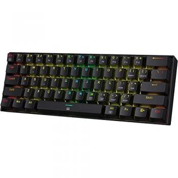 Teclado Mecánico Compacto RGB Redragon K630 Dragonborn 60% con 61 Teclas y Interruptores Marrones, Soporte Profesional - Color Negro