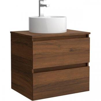 Mueble de baño Bequia 60cm con encimera y lavabo posar en color Nogal, dimensiones 60x45x56 cm