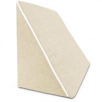 Almohada de Lectura Ergonómica en Forma de Cuña 50x40x40 cm con Funda Lavable y Relleno de Espuma de Alta Densidad - Beige