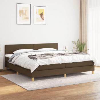 Cama box spring suave con colchón de tela marrón oscuro 200x200 cm