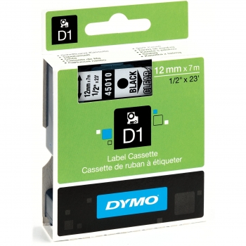Etiquetas Auténticas DYMO D1 | Impresión Negra sobre Transparente | 12mm x 7m | Autoadhesivas para Máquinas de Etiquetado LabelManager