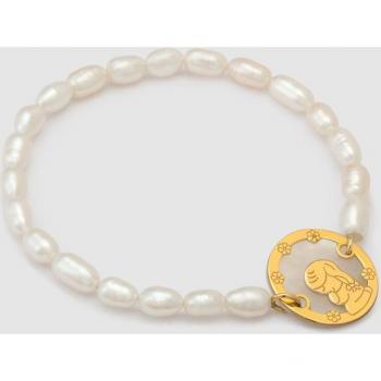 Pulsera de niña con perlas y Virgen Niña