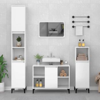 Gabinete de lavabo blanco pulido 80x33x60 cm madera multicapa