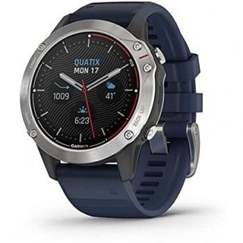 Garmin Quatix 6 Gray Silicone Strap Captain Blue 010-02158-91