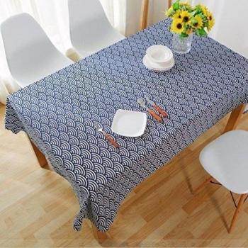 Erica japonés azul geométrico manteles/mediterráneo estilo algodón mantel 140220