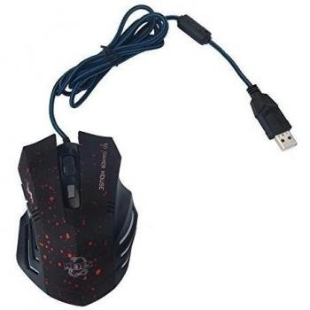 niceEshop(TM) 6 Botones 2000DPI con Cable LED Ratón Óptico del Juego (Punteada Roja)