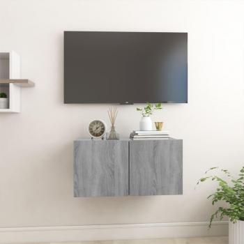Mueble TV colgante madera contrachapada gris Sonoma 60x30x30 cm