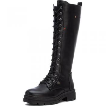 Botas altas para mujer Refresh 171978, negras, sintético, con cordones en toda la caña y cremallera, talla 37