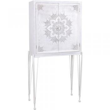 Mueble Auxiliar Alto de Madera Tallada con 2 Puertas y Tirador de Flor Eden - Medidas: 85x175x35 cm