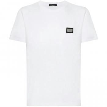 Dolce & Gabbana Men's Crew-Neck Cotton T-Shirt in White | Size 52 | Color W0800