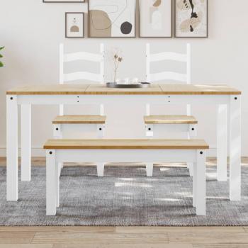 Mesa de Comedor Panamá Madera Maciza de Pino Blanco 160x80x75 cm