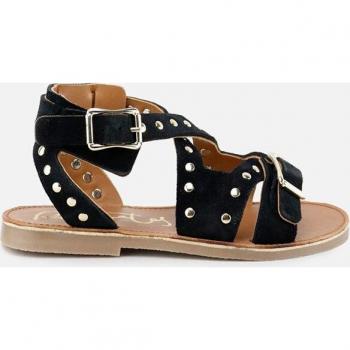 Sandalias de niña Eli 1957 en piel serraje negro con tachas