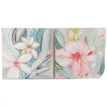 Cuadro DKD Home Decor 80 x 3,5 x 80 cm Flores Shabby Chic (2 Unidades)