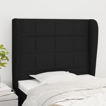 Cabecero de tela negro con orejas 103x23x118/128 cm