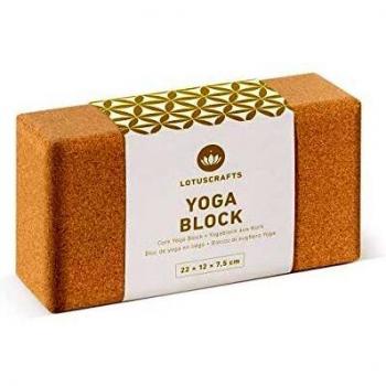 Lotuscrafts Yoga Block Cork Supra Grip - Ecologically manufactured - natural cork from Portugal - Yoga Brick - Cork Yoga and Pilates Block - Essential Yoga Equipment - Support Yoga Poses