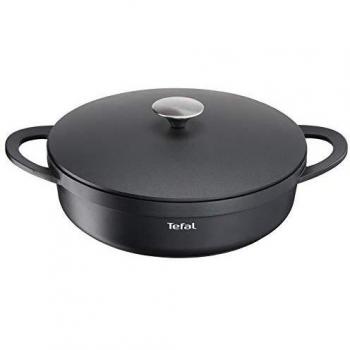 Tefal Trattoria E21872 Sartén con Tapa de Hierro Fundido, Aluminio, Negro