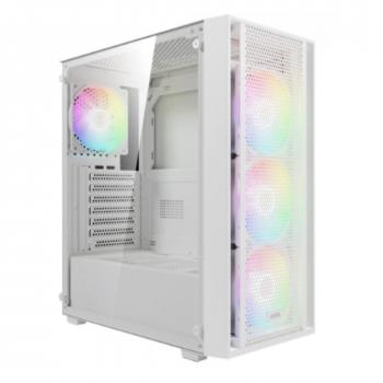 Gabinete Gamer ATX Mid-Tower Gamdias Aura GC2 Elite aRGB Blanco con Panel de Vidrio y 4 Ventiladores