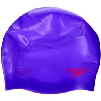 Speedo Gorro Liso Moldeado de Silicona natación, Junior Unisex, Morada/Rojo, Talla única