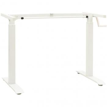 Manual Height Adjustable Standing Desk Frame Hand Crank White