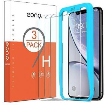 Eono by Amazon [3 Piezas] Cristal Templado para iPhone 12/iPhone 12 Pro/iPhone XR/iPhone 11 Protector Pantalla, Sin Burbujas, Anti-arañazo, HD Transparente