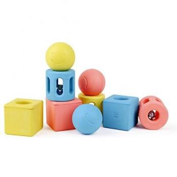 Hape E0456 Baby Geometric Rattle Trio - 9 Rattles - Made With Rice