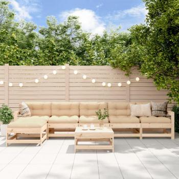 7 Piece Solid Wood Garden Lounge Set with Cushions