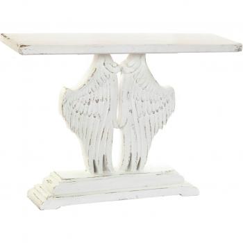Consola de Madera Envejecida Blanca 120x34x85 cm con Alas