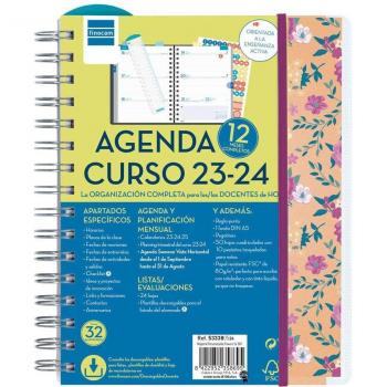 Agenda docente 2023-2024 Finocam Flowers personalizable