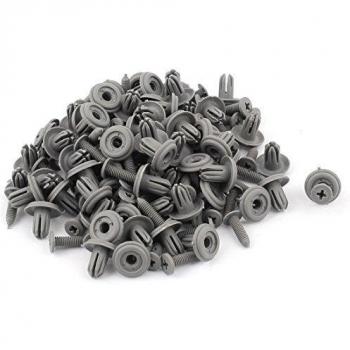 sourcing map Clips de parachoques de guardabarros de ajuste de puerta de coche de remaches de plástico 6 mm de agujero 70 piezas gris
