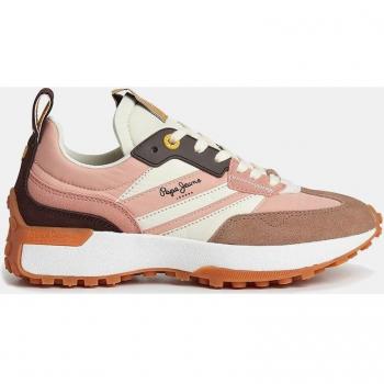 Pepe Jeans Lucky Grand Maple Sugar Rosa Mujer Zapatillas Running Bajas con Logotipo y Suela Acabado Dentado Piel Talla 40